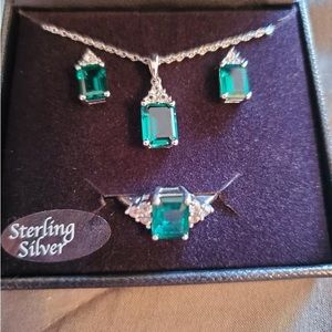Emerald & White Sapphire set